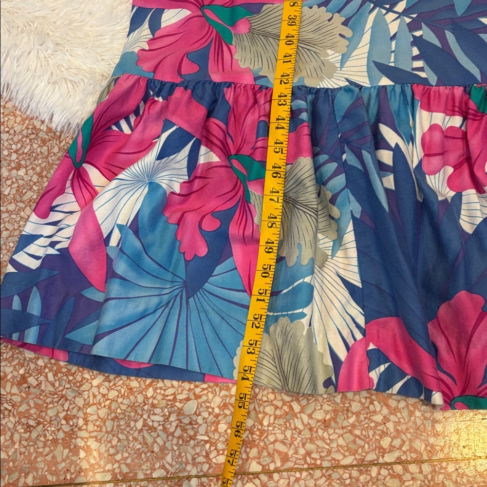 Hilo Hattie Blue Floral Cotton Muumuu Maxi Dress Made in Hawaii Womens Large 688 - Picture 8 of 9